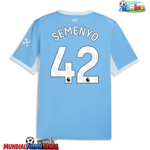 Camiseta Manchester City Antoine Semenyo #42 Primera Equipación Replica 2026-27 mangas cortas